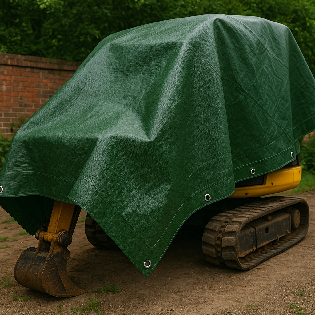 Heavy Duty 250gsm Green/Brown Tarpaulin Sheet – Professional Waterproof, UV-Protected, Rotproof Cover with Reinforced Corners