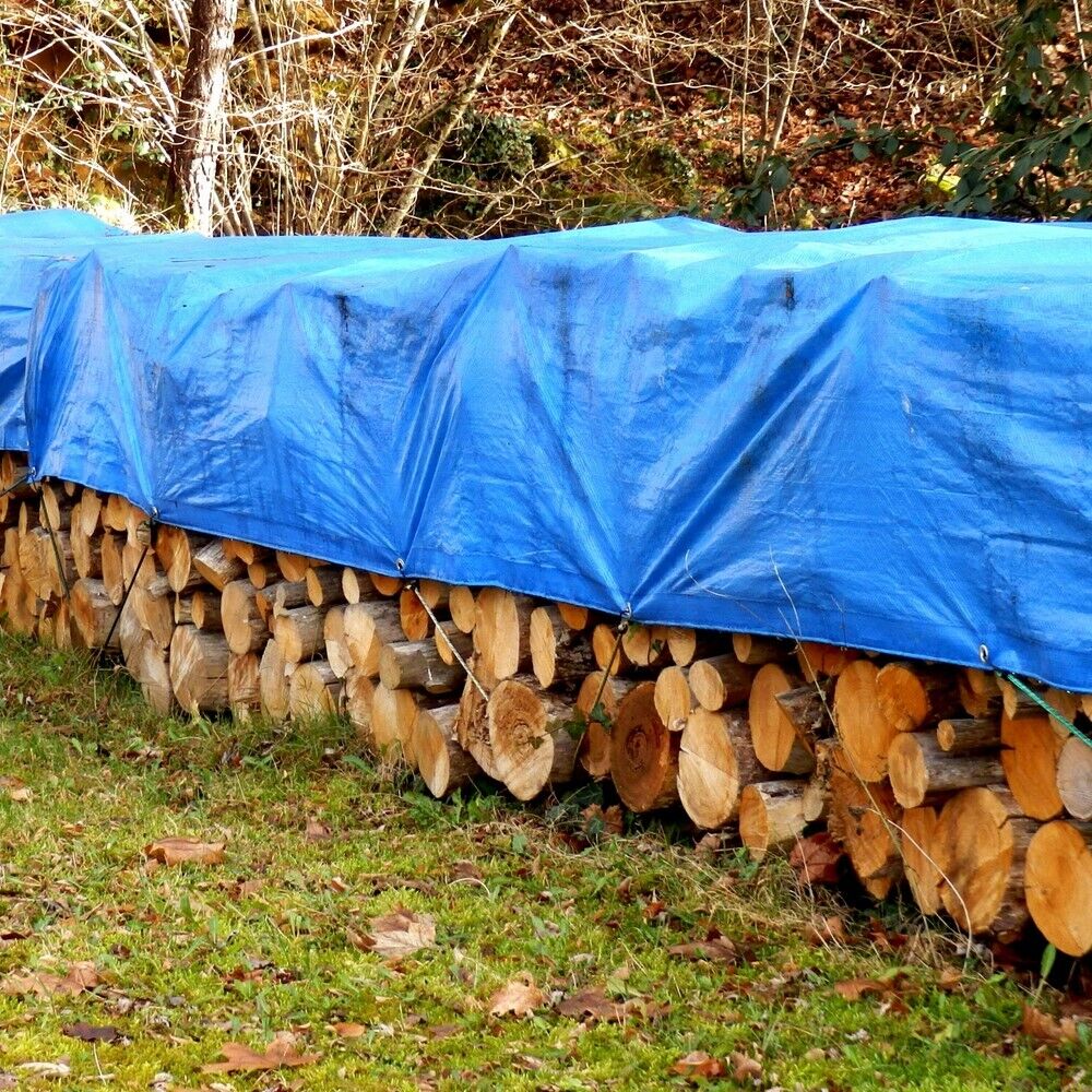 Heavy Duty Blue Waterproof Tarpaulin 100gsm – Reinforced Multi-Purpose Cover Sheet with Metal Eyelets for Outdoor Protection