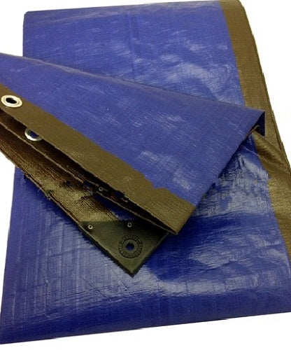 Dark Slate Blue UV Protected Waterproof Brown and Blue Heavy Duty Tarpaulin 185gsm