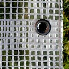 Dark Gray Waterproof Heavy Duty Tarpaulin Clear Mono Cover Tarp Sheet 100gsm Reinforcing Mesh