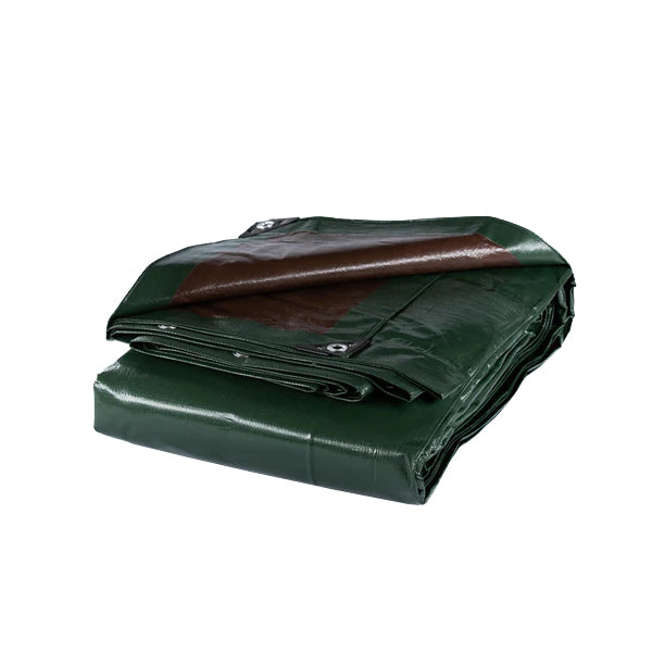 Rotproof UV Protected Green and Brown Heavy Duty Tarpaulin 250gsm - Waterproof Cover for Outdoor Protection