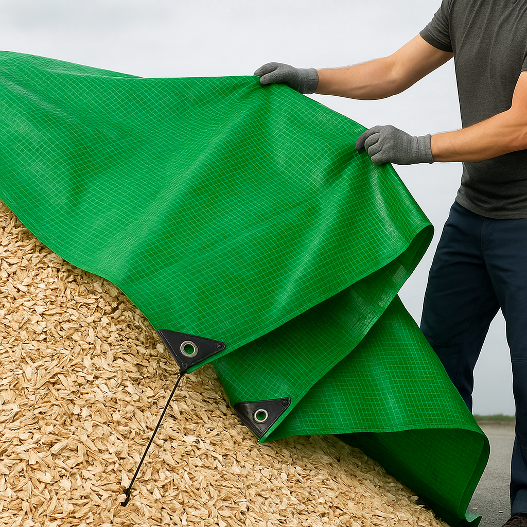 High Quality Waterproof Green Mono Cover Tarpaulin - 170gsm Heavy Duty Durable Cover