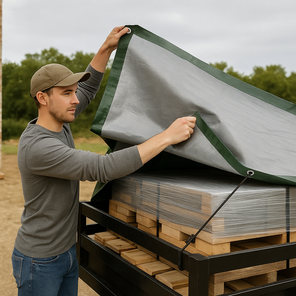 Waterproof Green and Silver Tarpaulin – 140gsm Heavy Duty UV Resistant Cover