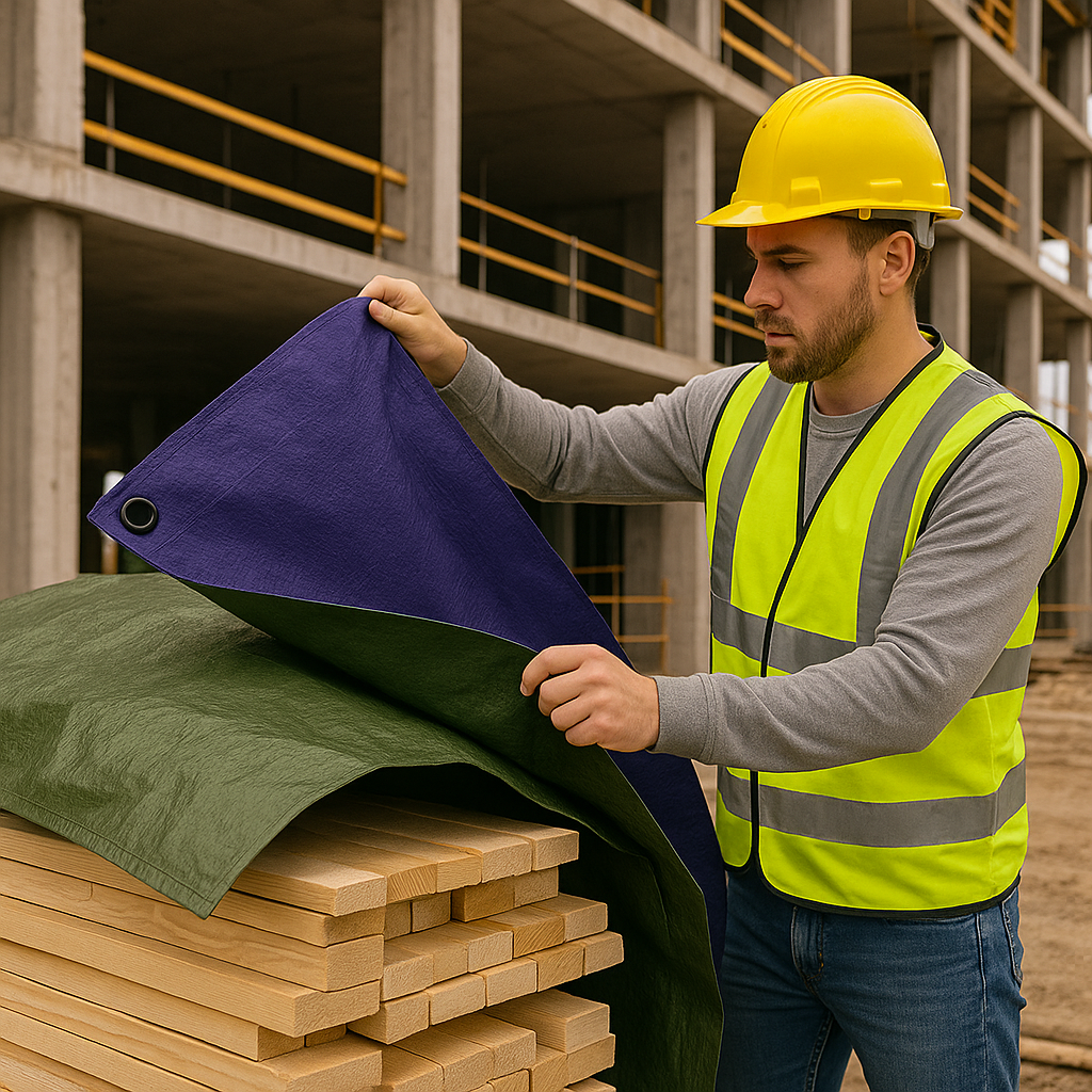Waterproof Blue/Green Tarpaulin – 110gsm Reinforced Cover for Industrial Use