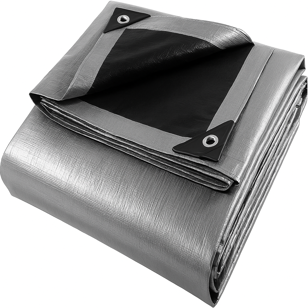 Heavy Duty UV Resistant Silver/Black Tarpaulin 105GSM – Durable Waterproof Cover for All-Weather Protection and Versatile Use