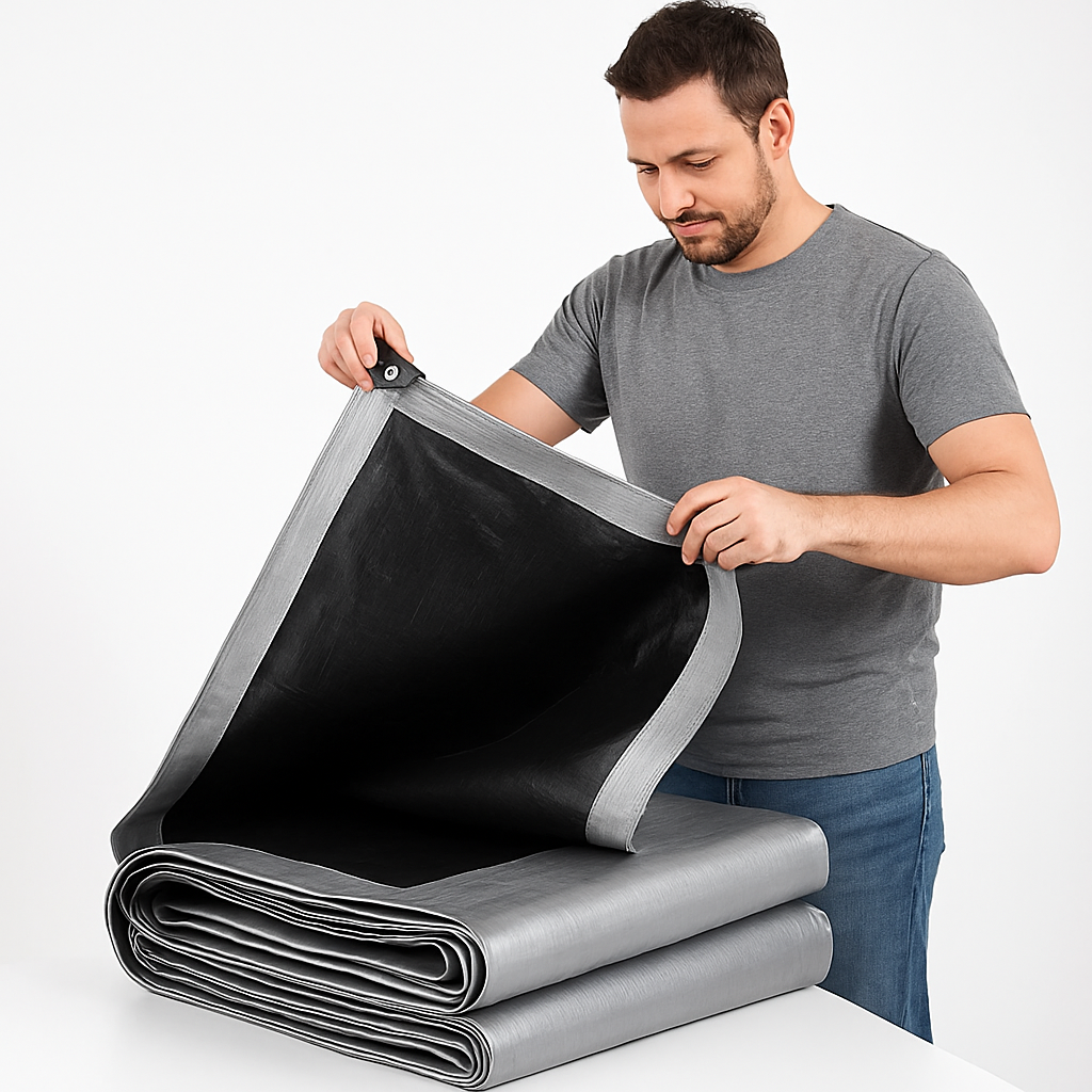 Heavy Duty UV Resistant Silver/Black Tarpaulin 105GSM – Durable Waterproof Cover for All-Weather Protection and Versatile Use