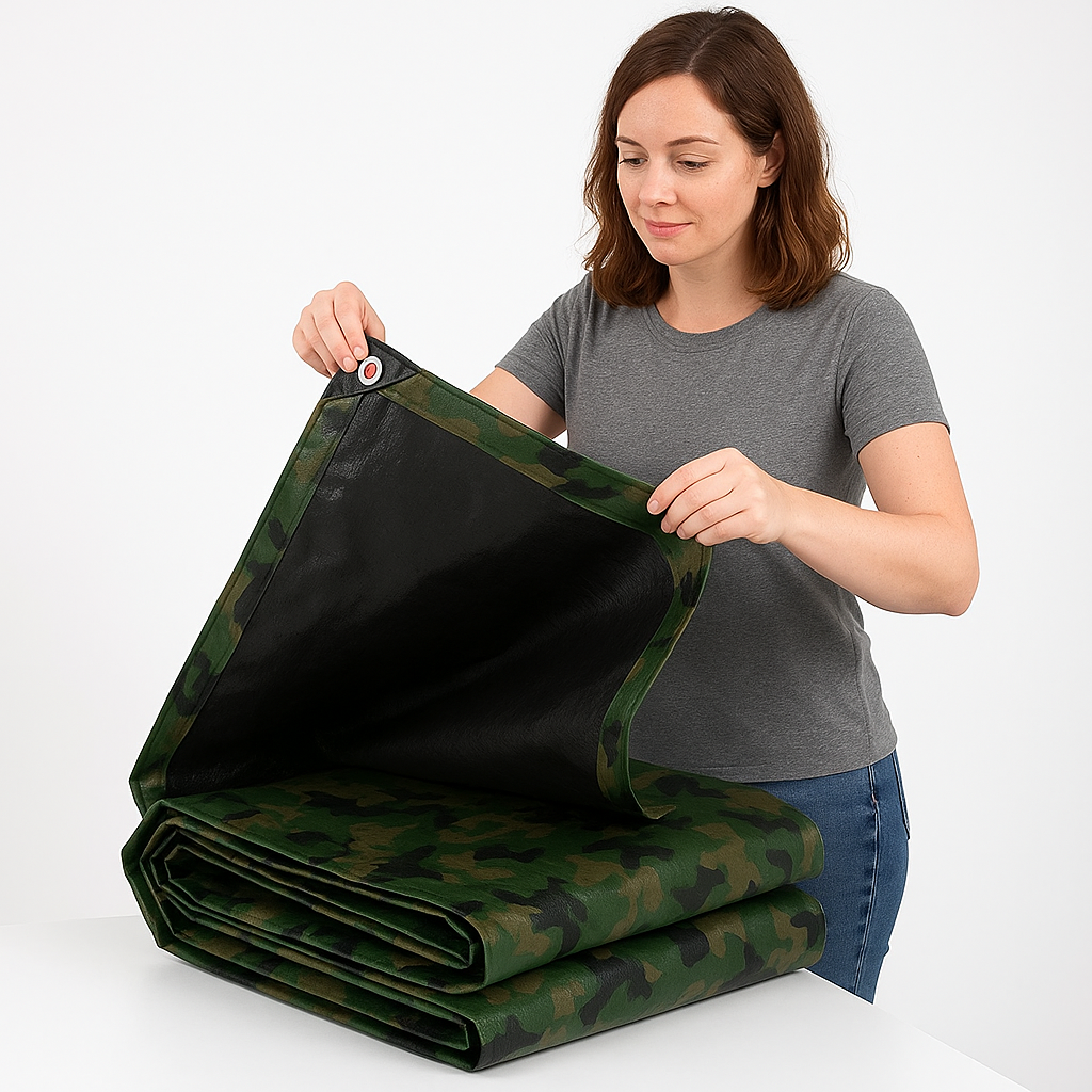 "Universal Camo Tarpaulin Cover – Durable Waterproof Groundsheet for Camping  Boating  and Outdoor Use