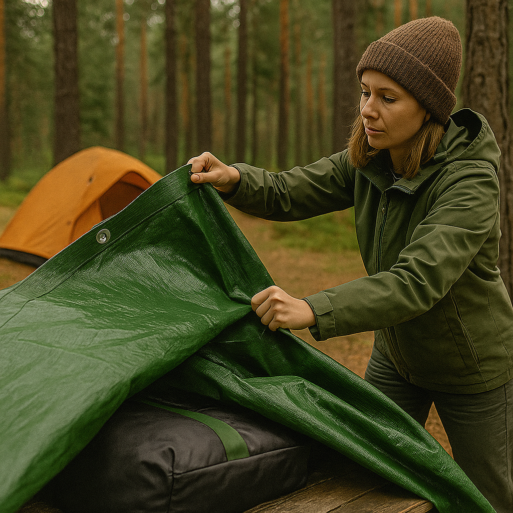 Universal Green Tarpaulin Cover – Multipurpose Groundsheet for Boating Hiking  and Outdoor Protection