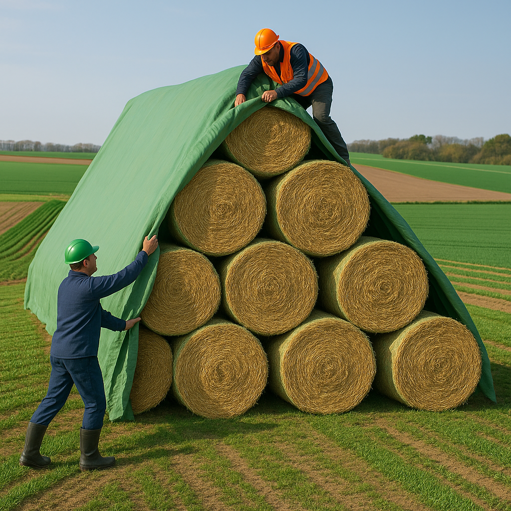 Heavy-Duty Hay & Straw Covers Protects Against Rain, Wind, and Mold Perfect for Farms