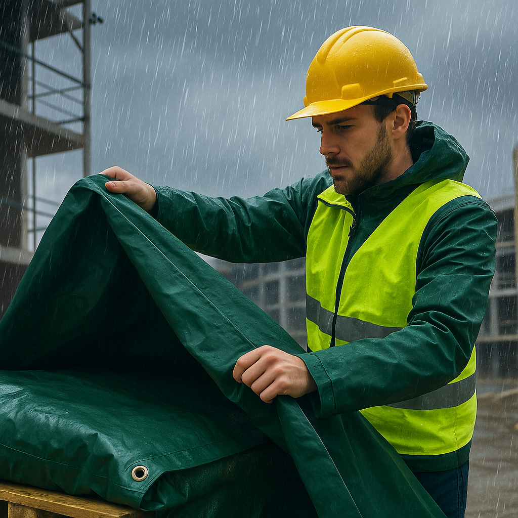 Heavy Duty 610gsm PVC Green Tarpaulin – Extra Durable Multipurpose Tarp for Industrial, Outdoor, and Construction Use