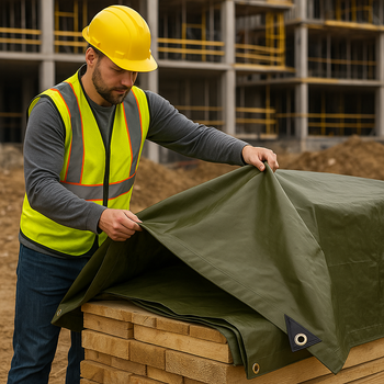 Olive Green PVC Tarpaulins – 560gsm Heavy Duty Waterproof Tarp for Industrial Outdoor  and Groundsheet Use