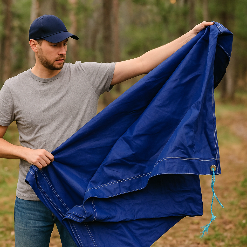 Heavy Duty Blue Canvas Tarpaulin – 14oz Durable Waterproof Tarp for Outdoor  Industrial  and Protective Use