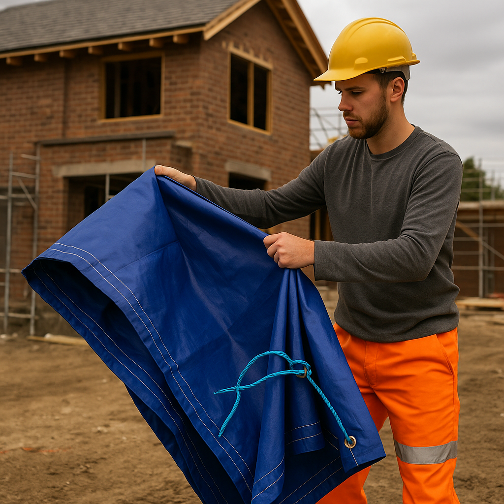 Heavy Duty Blue Canvas Tarpaulin – 14oz Durable Waterproof Tarp for Outdoor  Industrial  and Protective Use