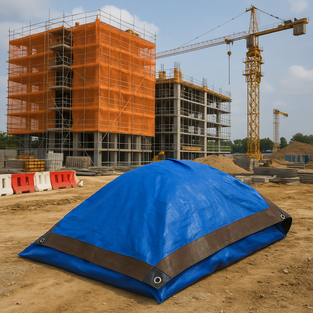 UV Protected Waterproof Heavy Duty Tarpaulin 185gsm - Brown and Blue Outdoor Cover for All-Weather Protection