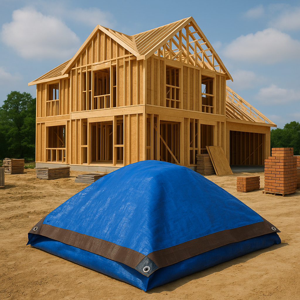 UV Protected Waterproof Heavy Duty Tarpaulin 185gsm - Brown and Blue Outdoor Cover for All-Weather Protection
