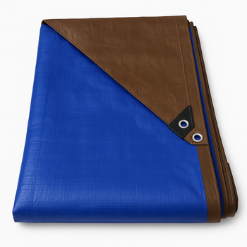 185gsm UV Protected Waterproof Heavy Duty Tarpaulin- Brown and Blue Outdoor Cover for All-Weather Protection