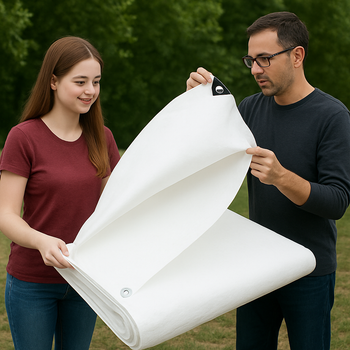 Waterproof Super White Cricket Wicket Cover Tarpaulin – Heavy-Duty 200gsm Outdoor Protection