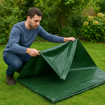 Rotproof UV Protected Green and Brown Heavy Duty Tarpaulin 250gsm - Waterproof Cover for Outdoor Protection