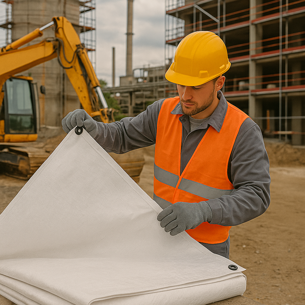Heavy Duty Waterproof White Tarpaulin 110gsm - Premium Reinforced UV-Resistant Cover for Industrial Use