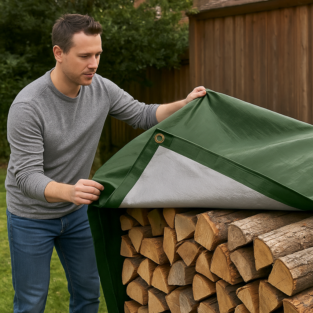 Heavy-Duty 200GSM Green & Silver Tarpaulin Waterproof, UV-Resistant For Home & Industrial Use