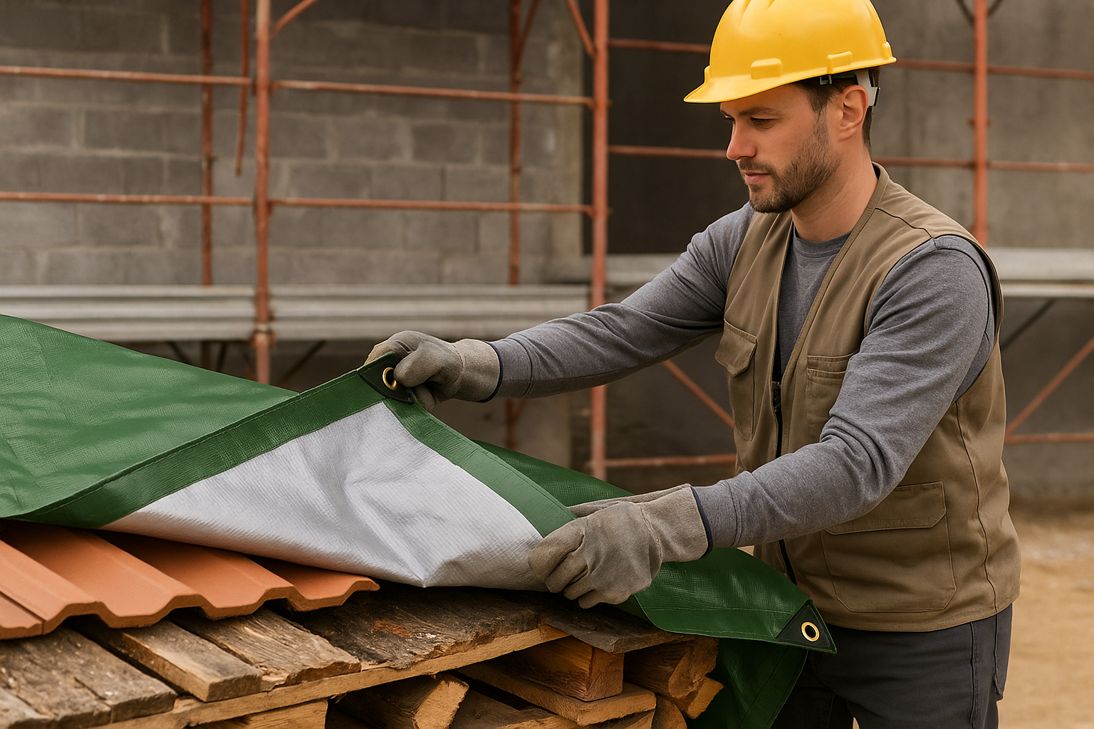 Heavy-Duty 200GSM Green & Silver Tarpaulin Waterproof, UV-Resistant For Home & Industrial Use