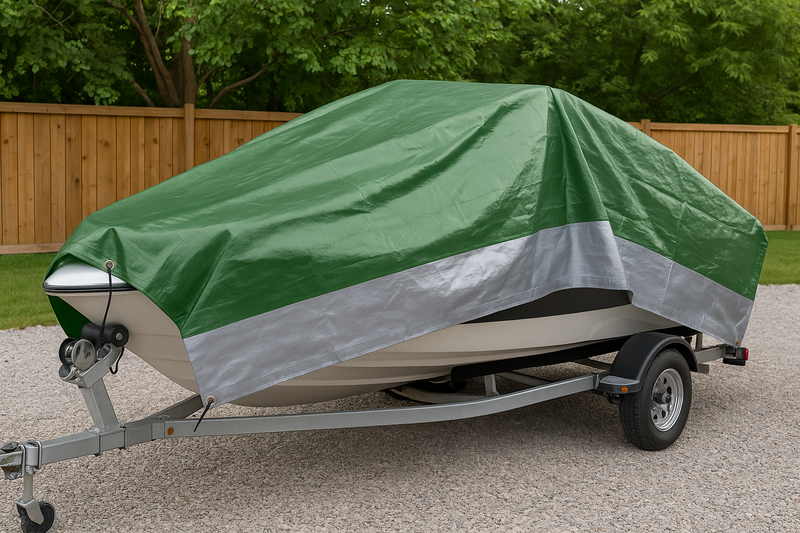 Heavy Duty 200GSM Green & Silver Tarpaulin – Waterproof, UV Resistant, Reinforced Eyelets | Multiple Sizes
