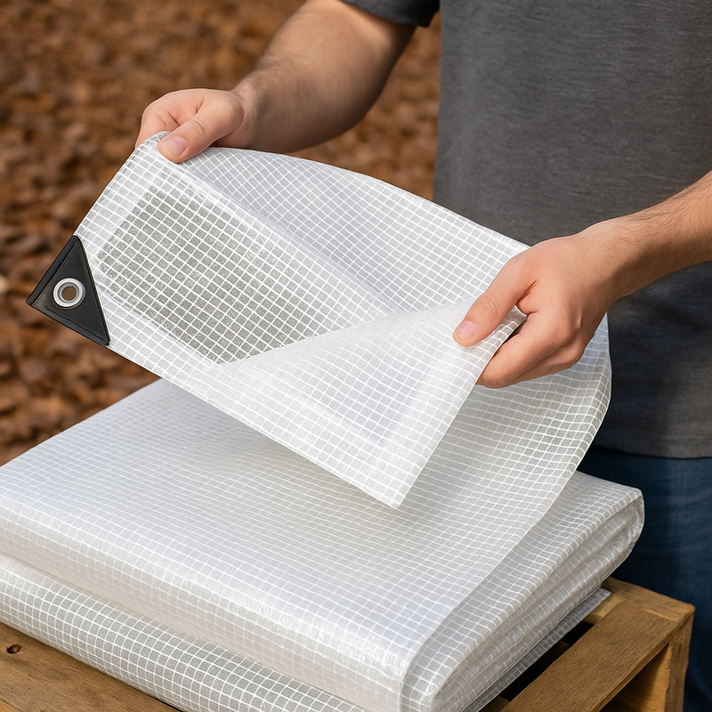 100gsm clear mono tarpaulin sheet – waterproof mould-resistant greenhouse cover – Tarpaulins UK