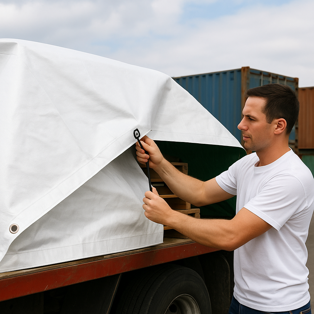 Heavy Duty Waterproof White Tarpaulin – UV Resistant 105GSM  Durable Outdoor Cover for All Weather Protection