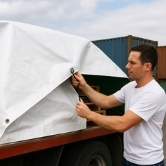 Heavy Duty Waterproof White Tarpaulin – UV Resistant 105GSM  Durable Outdoor Cover for All Weather Protection