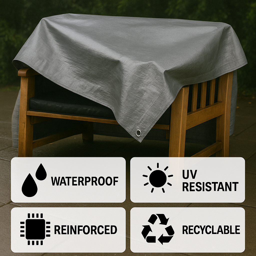 Heavy Duty Silver/Black Tarpaulin 105 GSM – UV Resistant, Reinforced Waterproof Cover for Furniture, Construction, Farm and Vehicle Protection