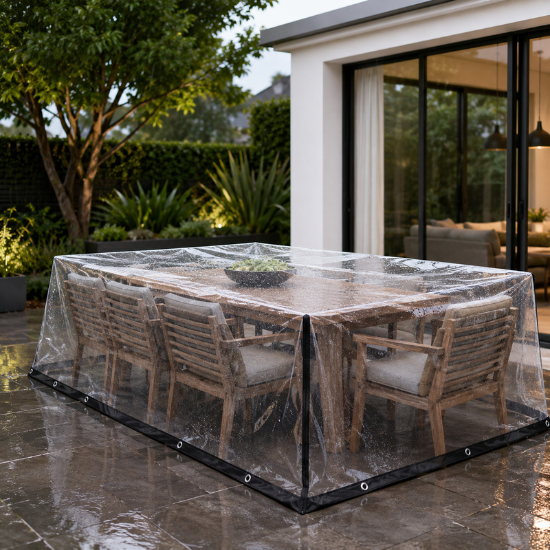 Clear Tarpaulin with Eyelets – Heavy-Duty Waterproof Transparent PE Cover Sheet | 50+ Sizes