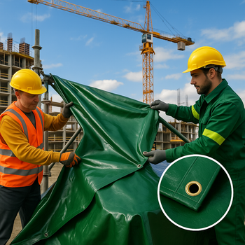 610gsm PVC Heavy-Duty Green Tarpaulin – Waterproof Industrial Cover for Construction, Haulage, and Outdoor Protection | Tarpaulins UK