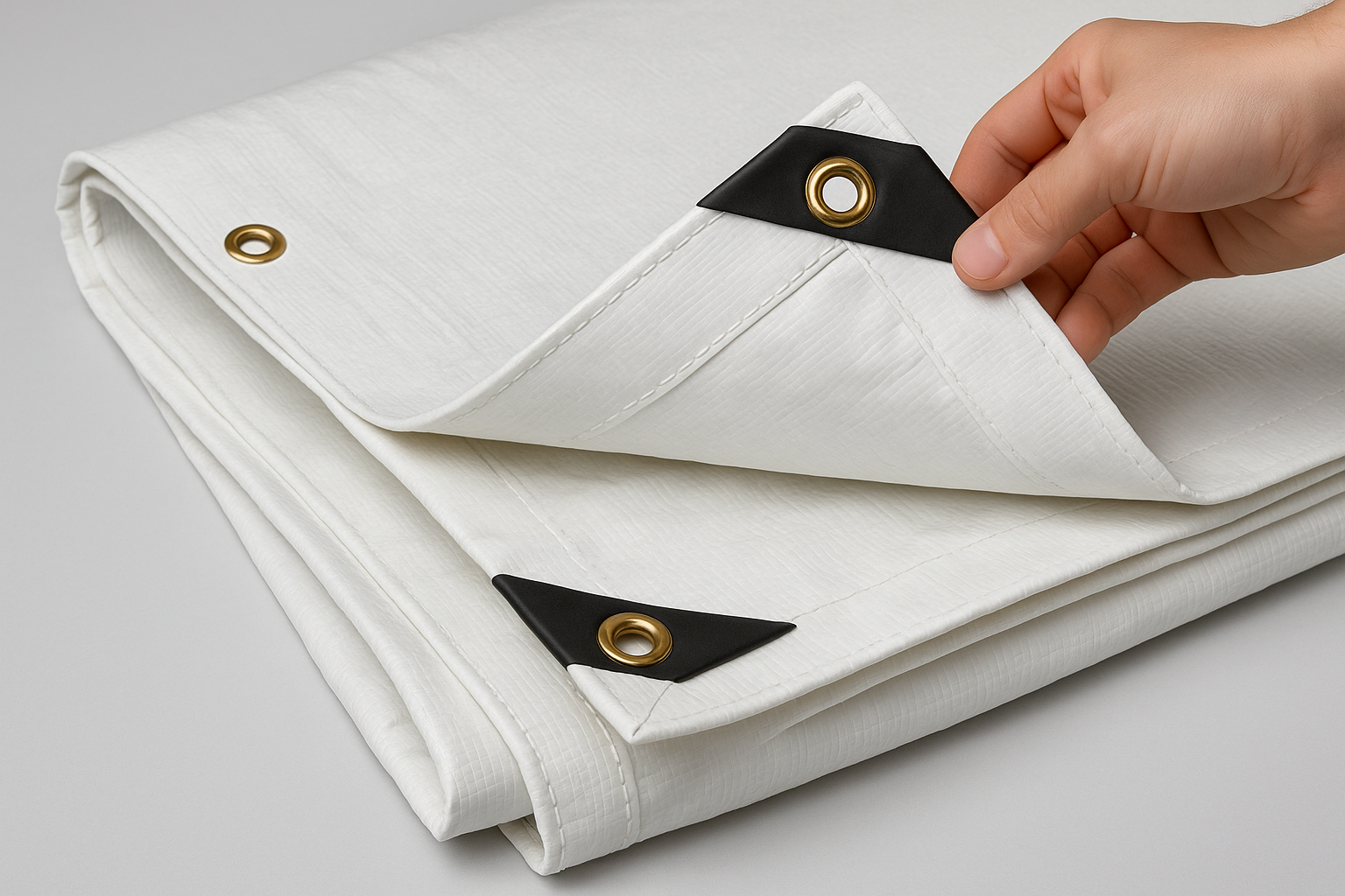 Heavy Duty Reinforced White Waterproof Tarpaulin – UV-Stable All-Weather Cover (105 GSM) | Heavy-Duty Poly Sheet with Metal Eyelets & Reinforced Corners – Industrial, Garden & Construction Use