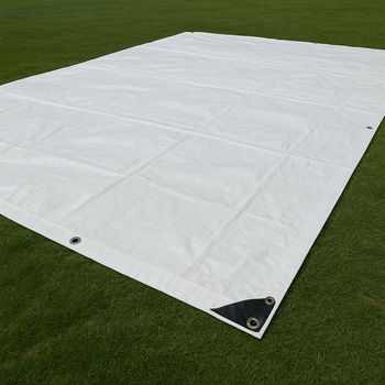 Waterproof Super White Cricket Wicket Cover Tarpaulin – 200gsm Heavy-Duty LDPE Sheet | UV-Protected, Rotproof & Reinforced for Outdoor Sports Use