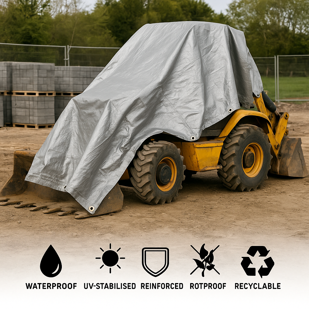 Heavy-Duty Silver Waterproof Tarpaulin 140 GSM – Reinforced Multi-Purpose Cover for Construction, Garden, and Camping | UV-Stabilised, Rotproof, Recyclable Protective Sheet
