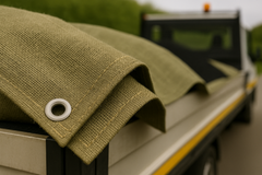 Premium Heavy-Duty Tarmac Jute Sheet Cover – 350 GSM Natural Hessian with Double-Sewn Hemmed Edges, Eyelets & Ropes | Eco-Friendly Breathable Protection for Asphalt & Concrete