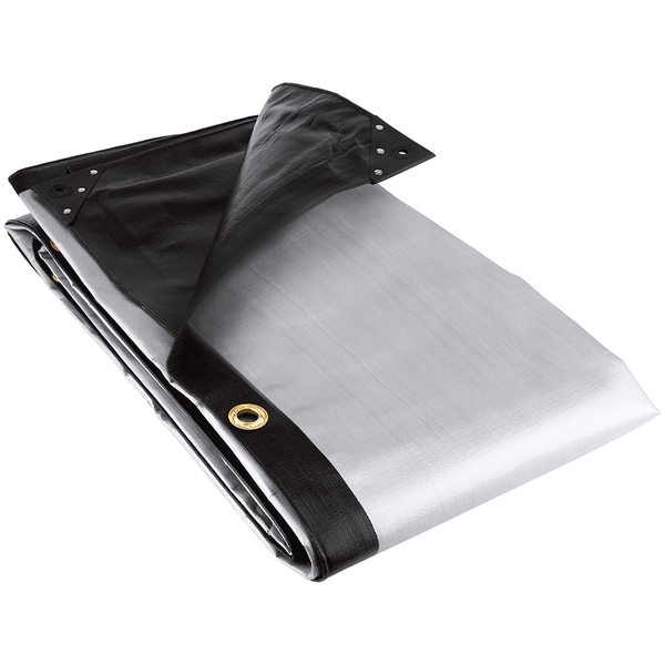 UV Protected Shrinkproof Black and Silver Heavy Duty Tarpaulin 270gsm