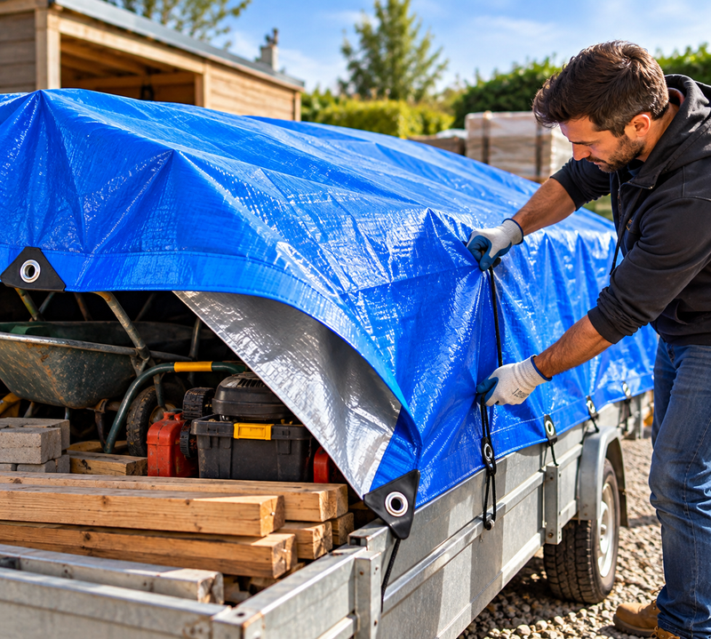 Heavy Duty Waterproof Tarpaulin 110GSM – Blue/Silver UV & Tear Resistant PE Tarp with Reinforced Eyelets – Outdoor Cover, Garden, Roof & Shelter – Various Sizes