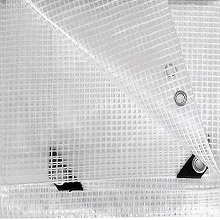 Light Gray Waterproof Heavy Duty Tarpaulin Clear Mono Cover Tarp Sheet 100gsm Reinforcing Mesh