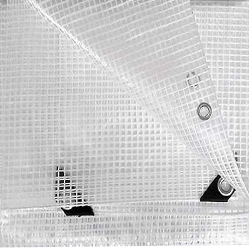 Light Gray Waterproof Heavy Duty Tarpaulin Clear Mono Cover Tarp Sheet 100gsm Reinforcing Mesh