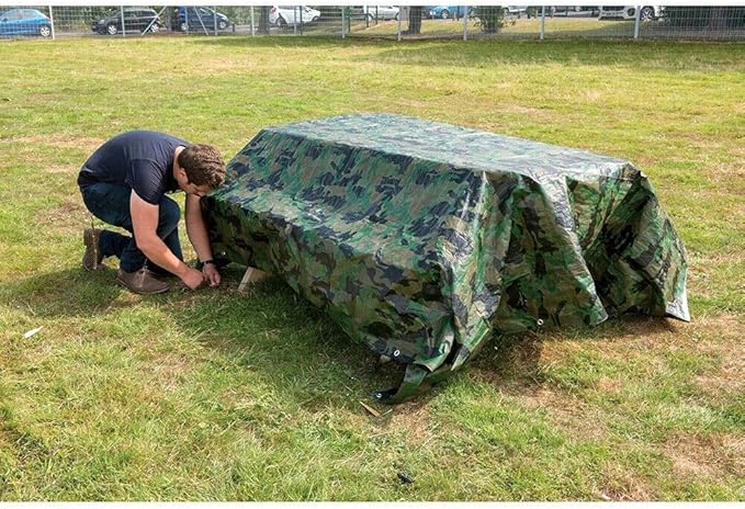 "Universal Camo Tarpaulin Cover – Durable Waterproof Groundsheet for Camping  Boating  and Outdoor Use