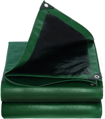 Waterproof Heavy Duty Green/Black Tarpaulin - 265gsm Reinforced Cover for Ultimate Outdoor Protection