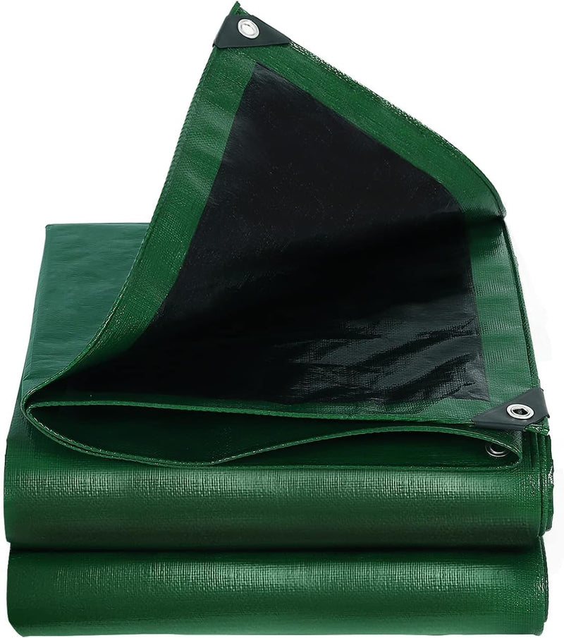 UV Resistant Heavy Duty Waterproof Green/Black Tarpaulin 305gsm