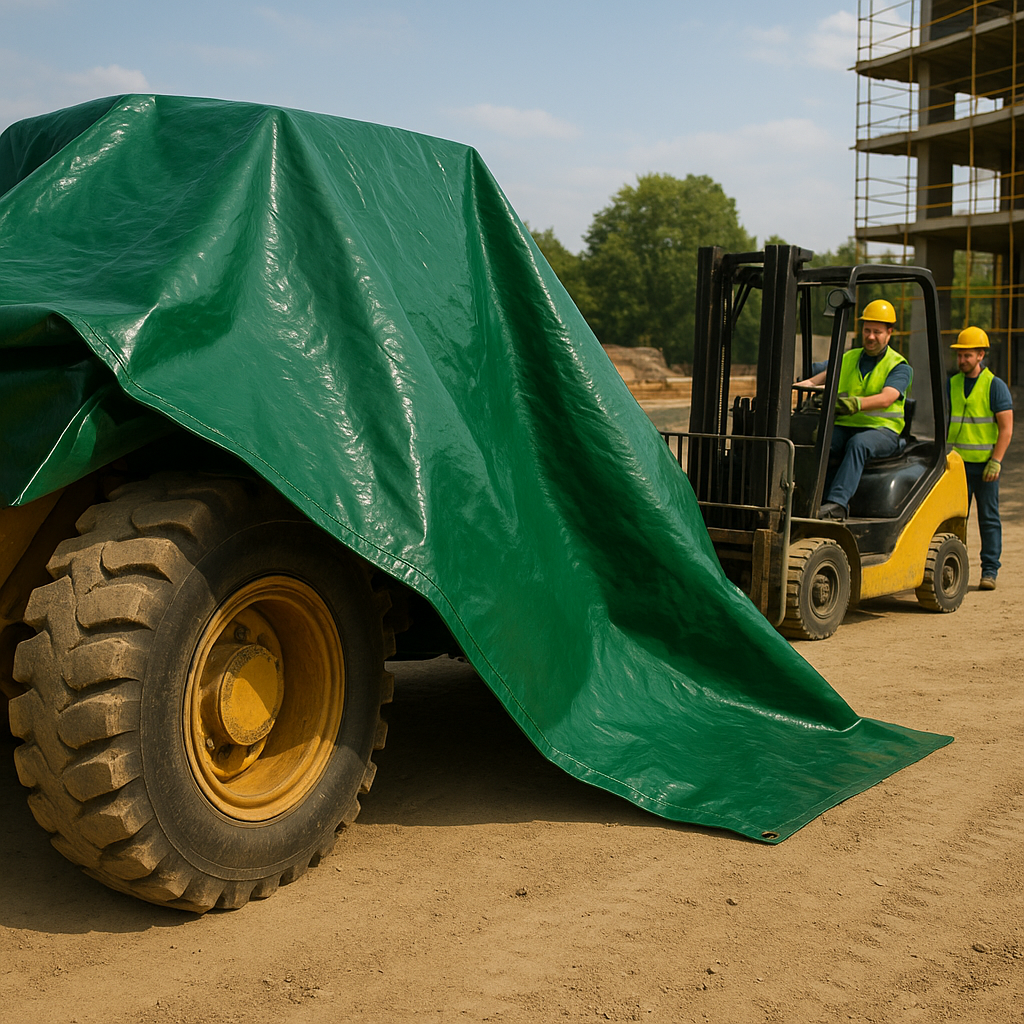 610gsm PVC Heavy-Duty Green Tarpaulin – Waterproof Industrial Cover for Construction, Haulage, and Outdoor Protection | Tarpaulins UK