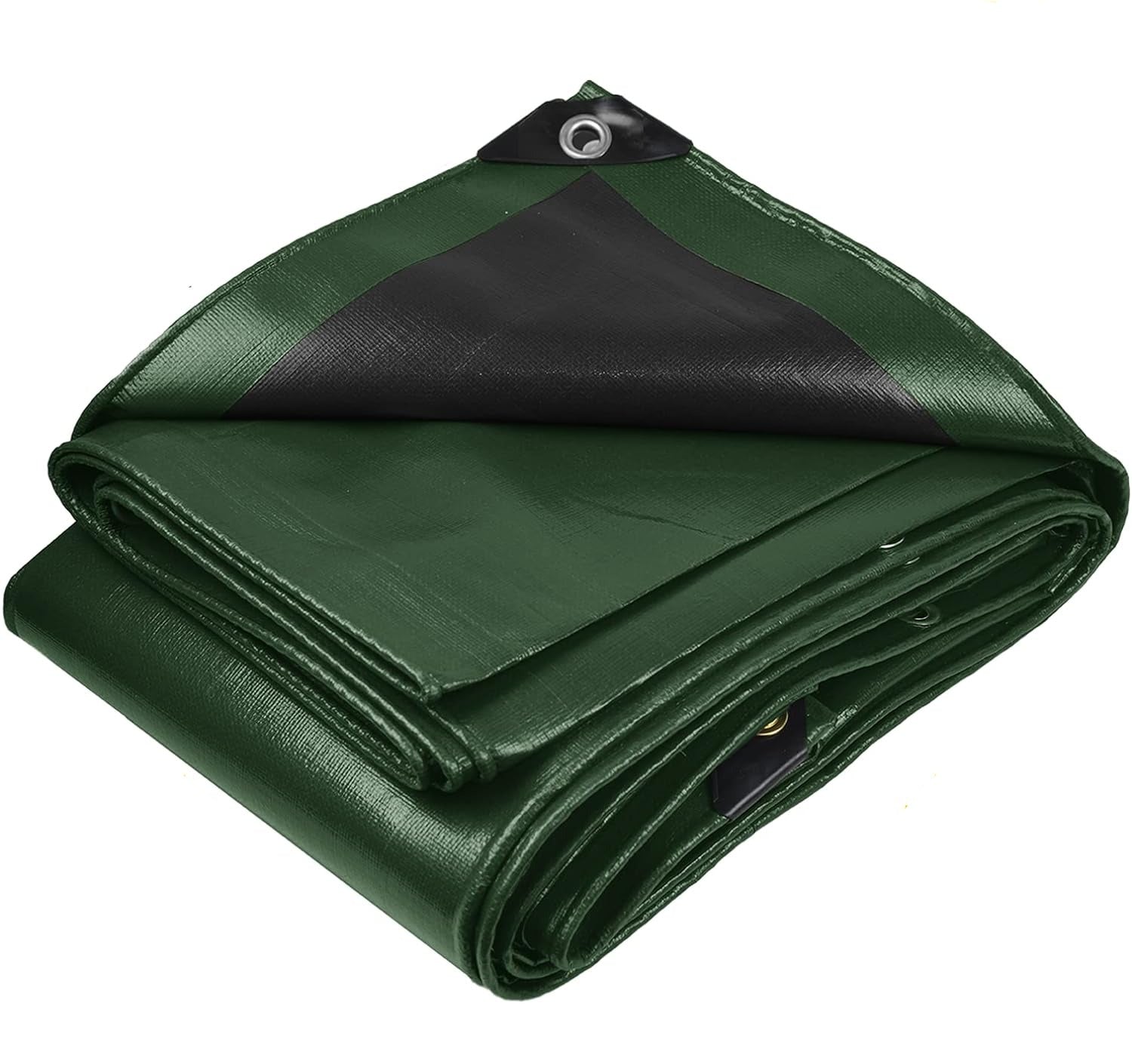 Heavy Duty Waterproof Polyethylene Tarpaulin 155gsm Green/Black - Durable All-Weather Tarp