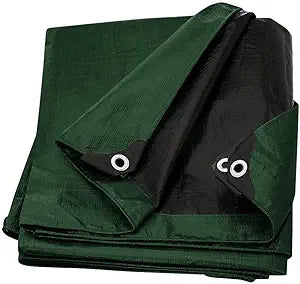 Waterproof Heavy Duty Green/Black Tarpaulin - 265gsm Reinforced Cover for Ultimate Outdoor Protection