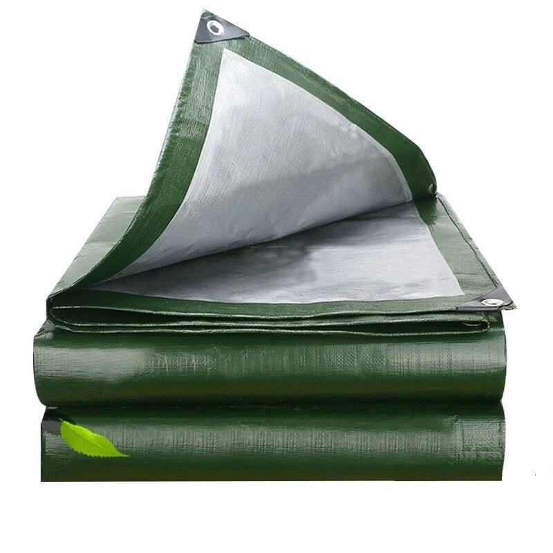 Waterproof Green/Silver Tarpaulin - 140gsm