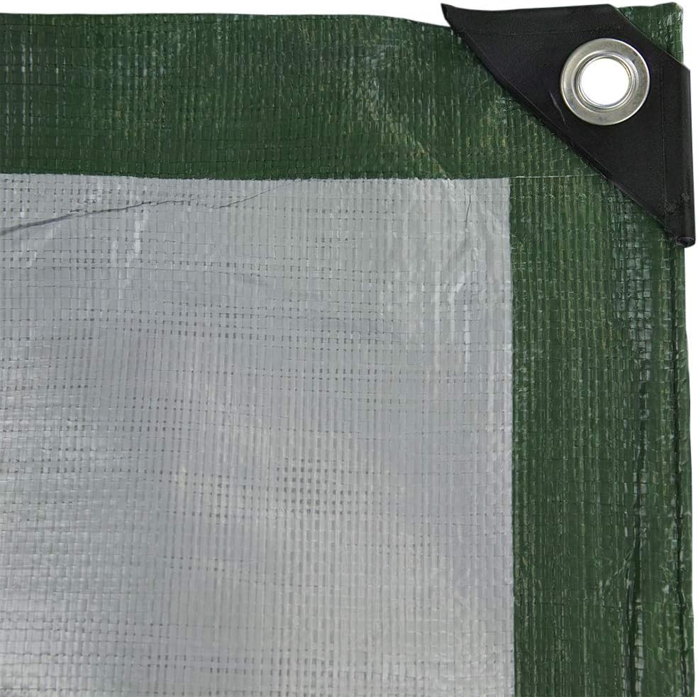 Waterproof Green and Silver Tarpaulin – 140gsm Heavy Duty UV Resistant Cover