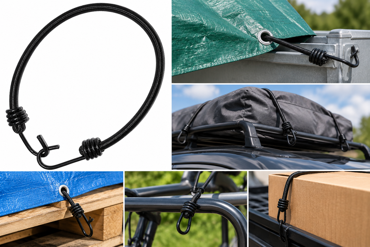 Heavy Duty Bungee Cords with Metal Hooks – 10 Pack | 8mm Elastic Tie Down Straps