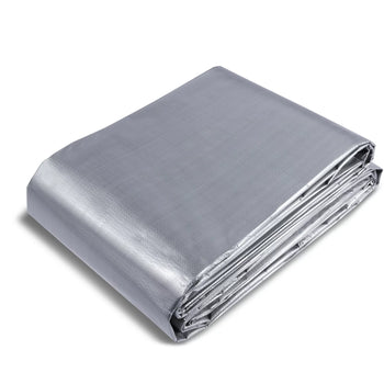 Heavy-Duty Silver Waterproof Tarpaulin 140 GSM – Reinforced Multi-Purpose Cover for Construction, Garden, and Camping | UV-Stabilised, Rotproof, Recyclable Protective Sheet